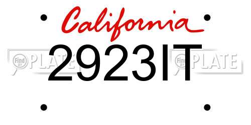 2923IT California License Plate