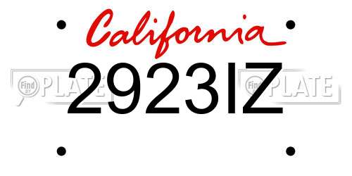 2923IZ California License Plate