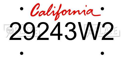 29243W2 California License Plate
