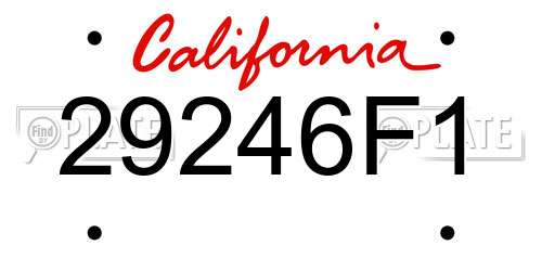 29246F1 California License Plate