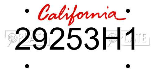 29253H1 California License Plate