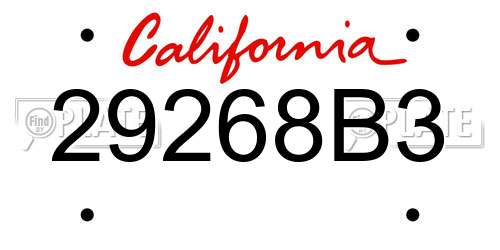 29268B3 California License Plate