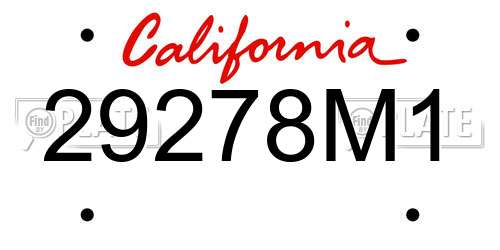 29278M1 California License Plate
