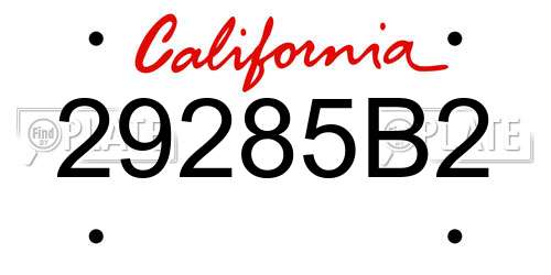 29285B2 California License Plate