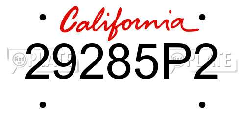 29285P2 California License Plate