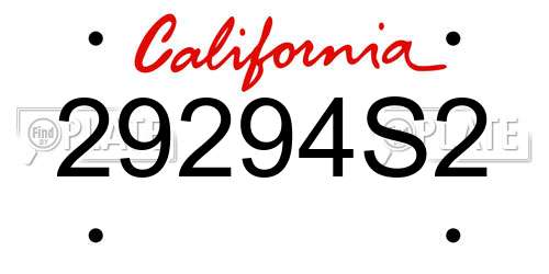 29294S2 California License Plate