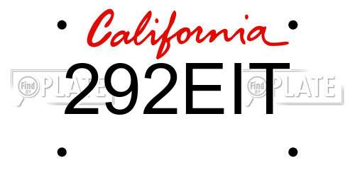 292EIT California License Plate
