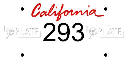 293 California License Plate