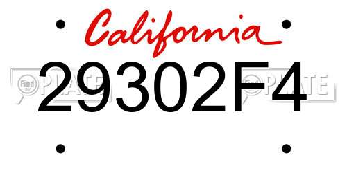 29302F4 California License Plate