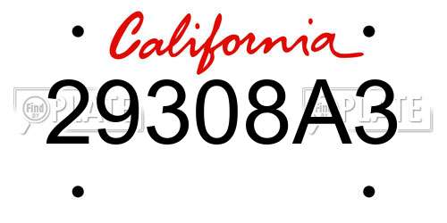 29308A3 California License Plate