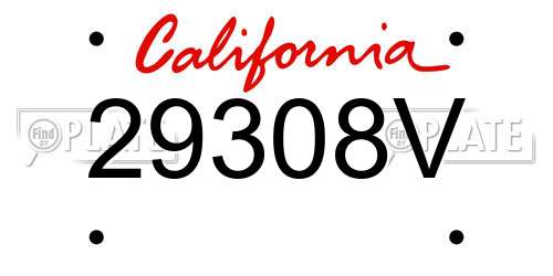 29308V California License Plate