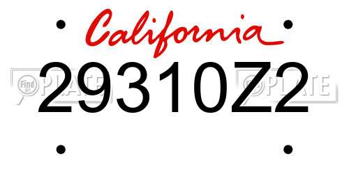 29310Z2 California License Plate