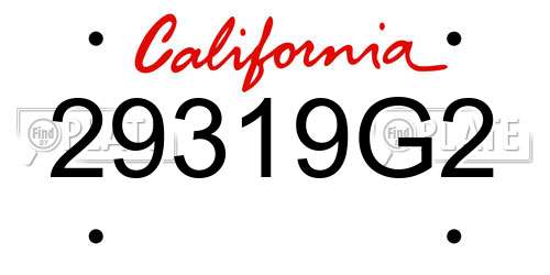 29319G2 California License Plate