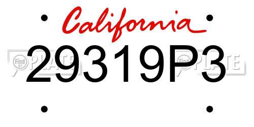 29319P3 California License Plate