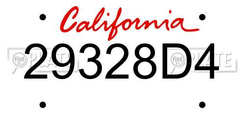 29328D4 California License Plate