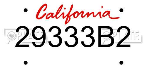 29333B2 California License Plate
