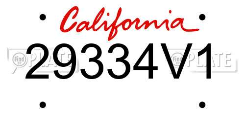 29334V1 California License Plate