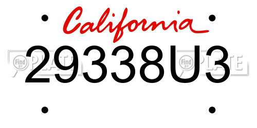 29338U3 California License Plate
