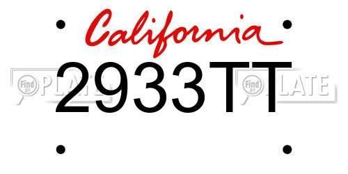 2933TT California License Plate
