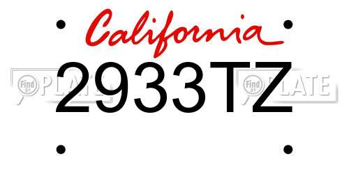 2933TZ California License Plate