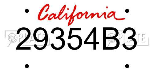 29354B3 California License Plate