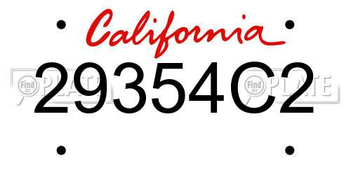 29354C2 California License Plate