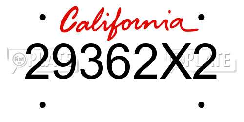 29362X2 California License Plate