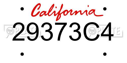 29373C4 California License Plate