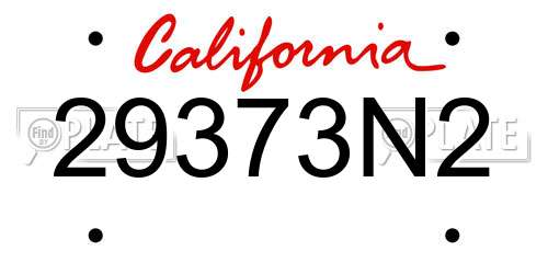 29373N2 California License Plate