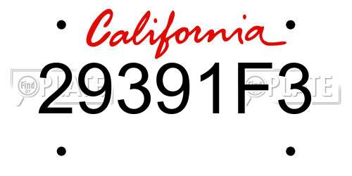 29391F3 California License Plate