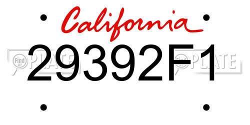 29392F1 California License Plate