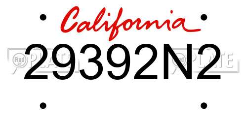 29392N2 California License Plate