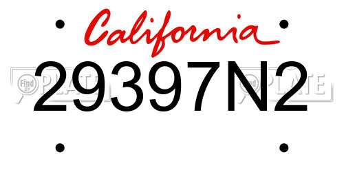 29397N2 California License Plate