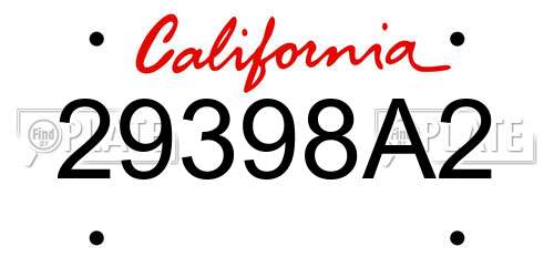 29398A2 California License Plate