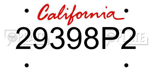 29398P2 California License Plate