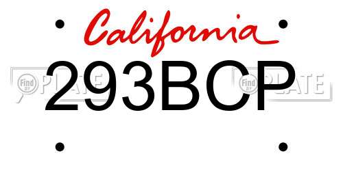 293BCP California License Plate
