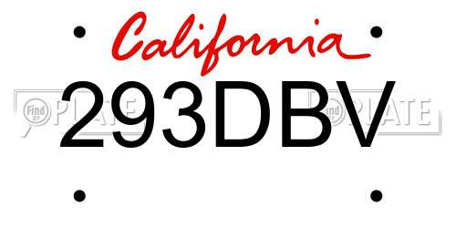 293DBV California License Plate