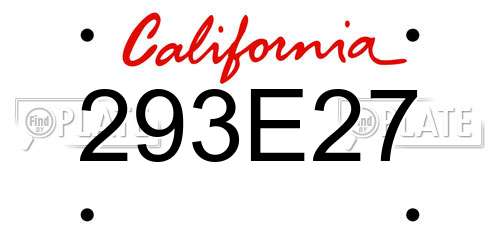 293E27 California License Plate