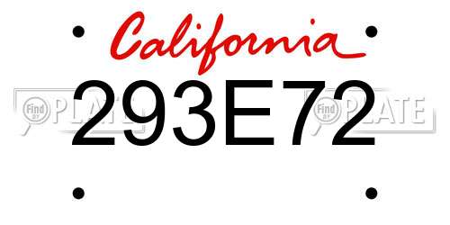293E72 California License Plate