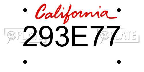 293E77 California License Plate