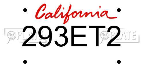 293ET2 California License Plate