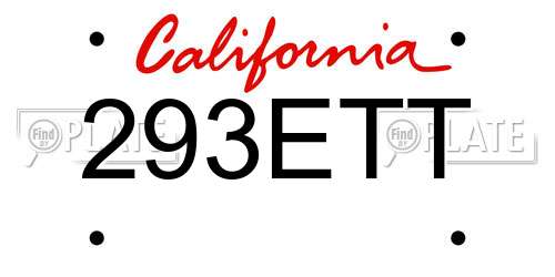 293ETT California License Plate