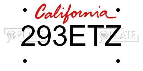 293ETZ California License Plate