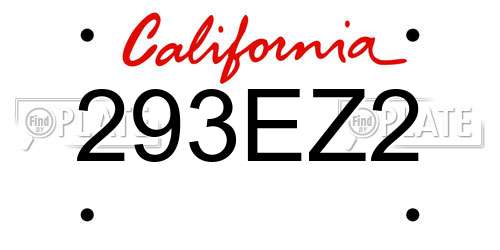 293EZ2 California License Plate