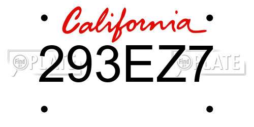 293EZ7 California License Plate