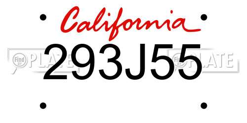 293J55 California License Plate