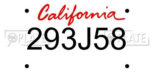 293J58 California License Plate