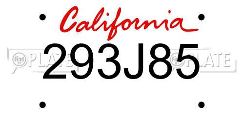 293J85 California License Plate