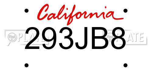 293JB8 California License Plate
