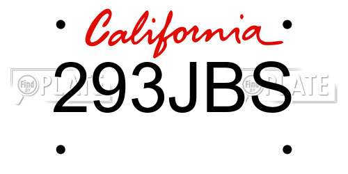 293JBS California License Plate